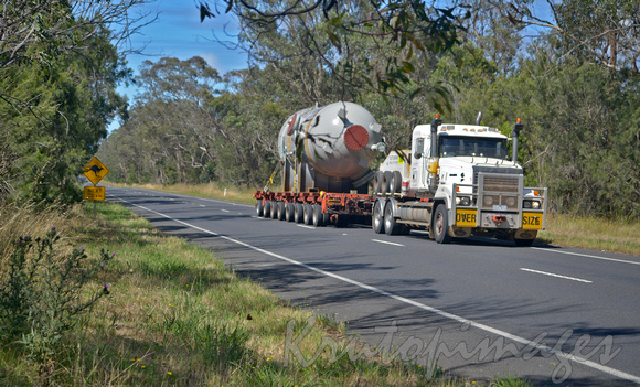 Large refinery vessel in transit in Eastern Victorian countryside-3