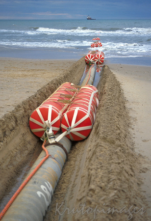 Submersible pipeline is towed into Bass Strait