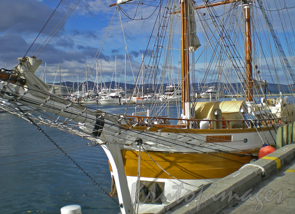 Hobart harbour- Lady nelson in foreground