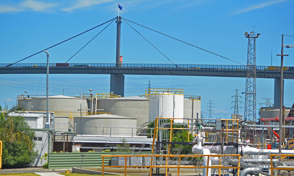 Spotswood refinery with Westgate Bridge backdrop- Melbourne