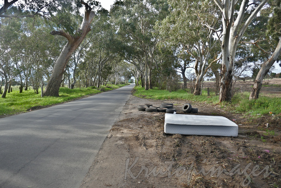 Rubbish dumped on outer suburban road