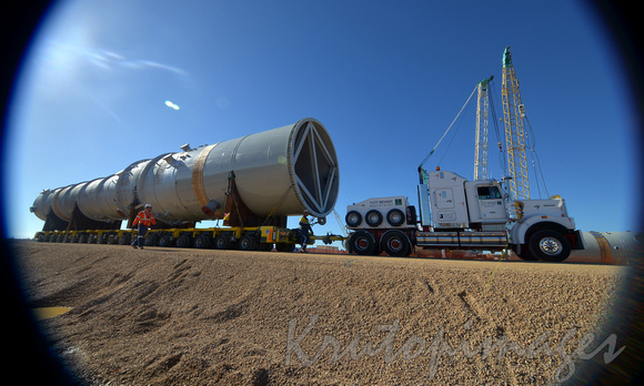 refinery vessels arrive on site prior to refinery construction Gippsland Australia