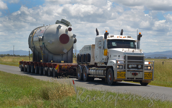 Heavy haulage of huge storage tanks, transported by road from Barry Beach marine Terminal to Longfor