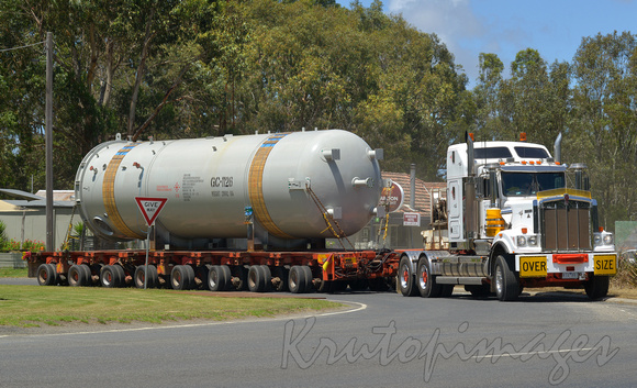 Heavy haulage of huge storage tanks, transported by road from Barry Beach marine Terminal to Longfor
