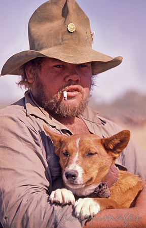 Northern Territory Buffalo catcher & his dog.