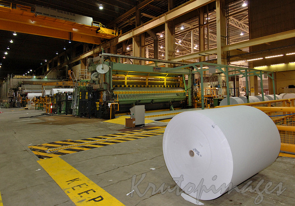 Cut paper roll of newsprint at the Norske Skog paper manufacturers in Albury