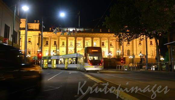 new city tram and parliament house Melbourne