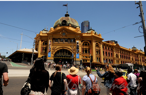 Flinders Street railway station pedestrian crossover-Melbourne CBD