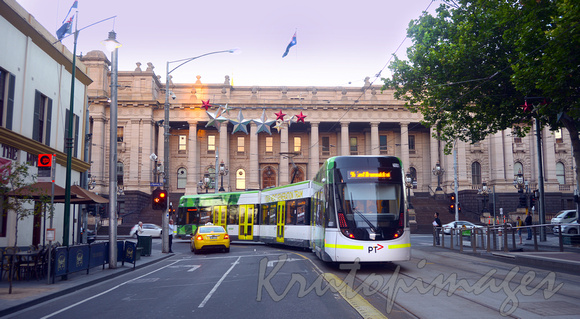 new city tram and parliament house Melbourne