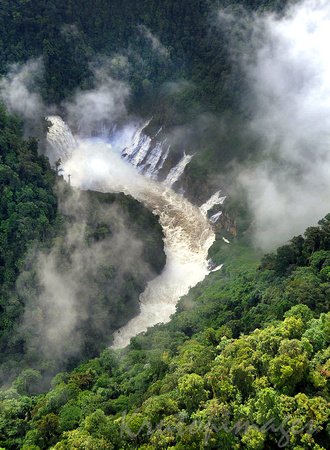Papua New Guinea aerial image of remote waterfall
