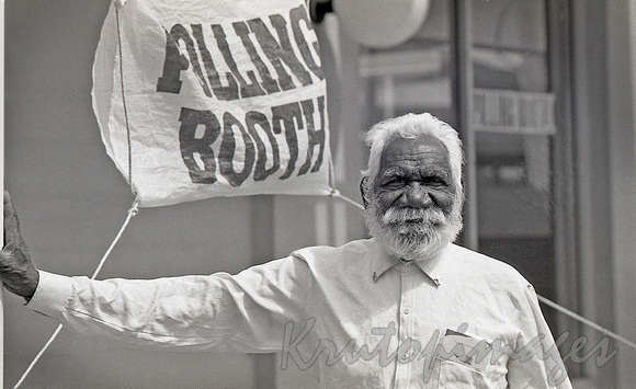 Pastor Peter Bulla at a NT polling booth 1984-1st compulsory voting for 1st nation people