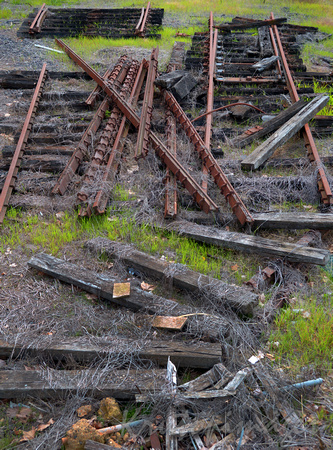 old tracks& rubble and sleepers left on a rail siding after removal7301