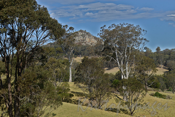 Gulaga Mountain also referred to as Mount Dromedary can be seen clearly from the historic village of  Tilba in New South Wales