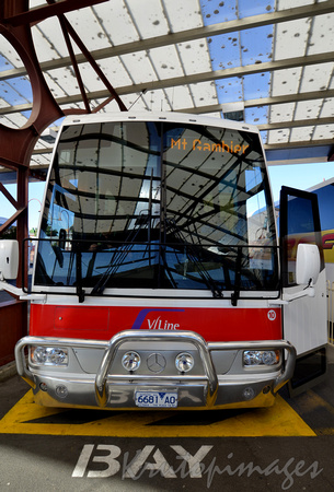 VLine Coach in a Ballarat loading bay