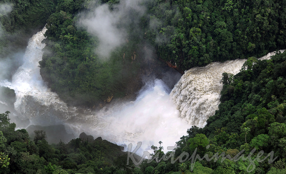 Papua New Guinea-remote waterfall aerial image