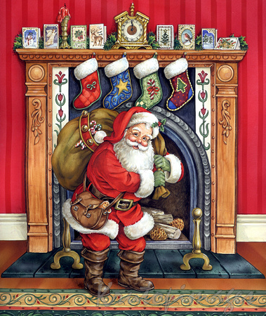 Santa at fireplace