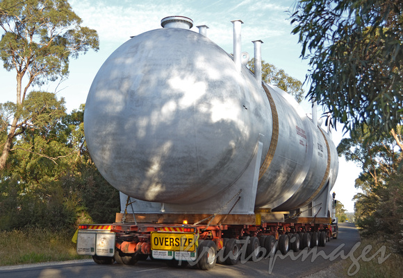 vessel is transported on country Victorian roads to the refinery