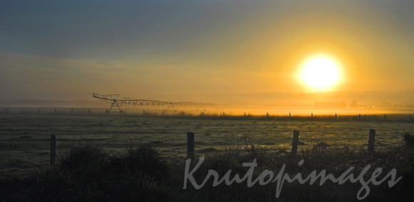 Sunrise on irrigation machinery