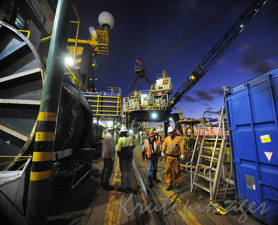 Offshore workers on DB30 construction vessel.